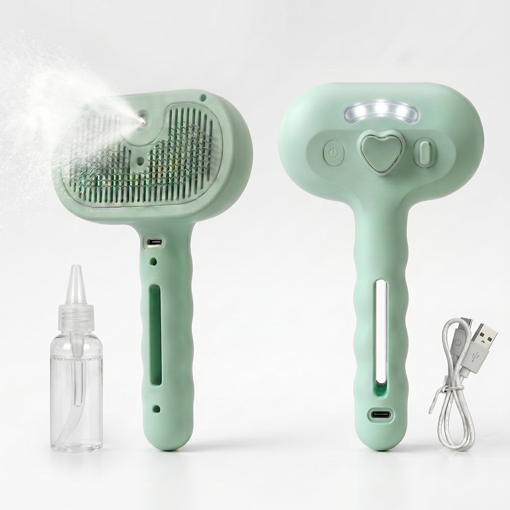 Self-Cleaning Pet Grooming Brush for Cats & Dogs – Electric Deshedding Slicker Brush with Mist Spray – Flurr, USB-C Rechargeable