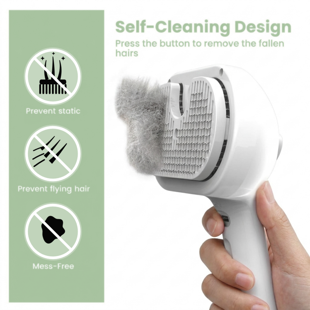 Self-Cleaning Pet Grooming Brush for Cats & Dogs – Electric Deshedding Slicker Brush with Mist Spray – Flurr, USB-C Rechargeable