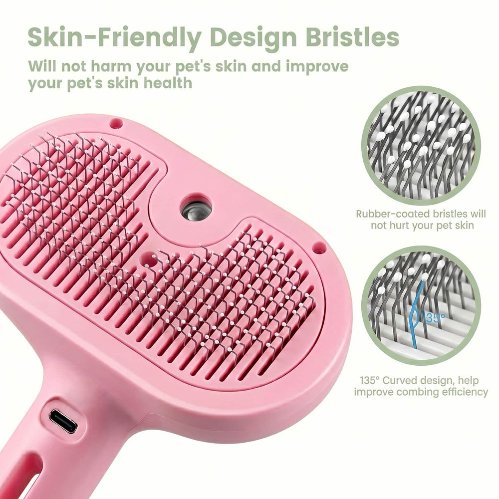 Self-Cleaning Pet Grooming Brush for Cats & Dogs – Electric Deshedding Slicker Brush with Mist Spray – Flurr, USB-C Rechargeable